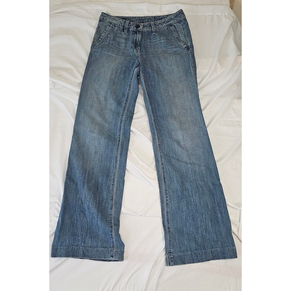 Taverniti So Trouser Jeans Womens 4/27 Medium Wash Blue Wide Leg Denim Pants